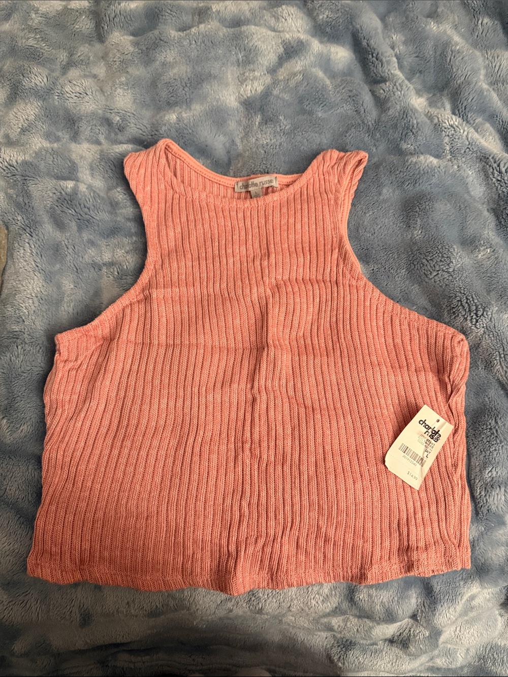 Pink Ribbed Cropped Tank Top